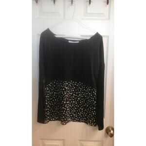 W.f., Women's Blouse Women's size large Pull over Black & White polka dots, NWT